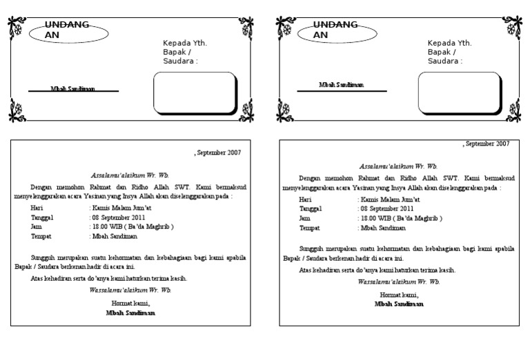 Undang AN Undang AN Kepada Yth. Bapak / Saudara Kepada