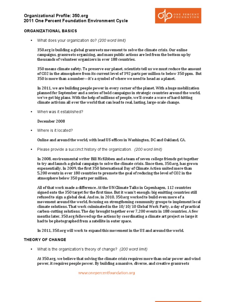 Organizational Profile 292150889 | PDF | Business