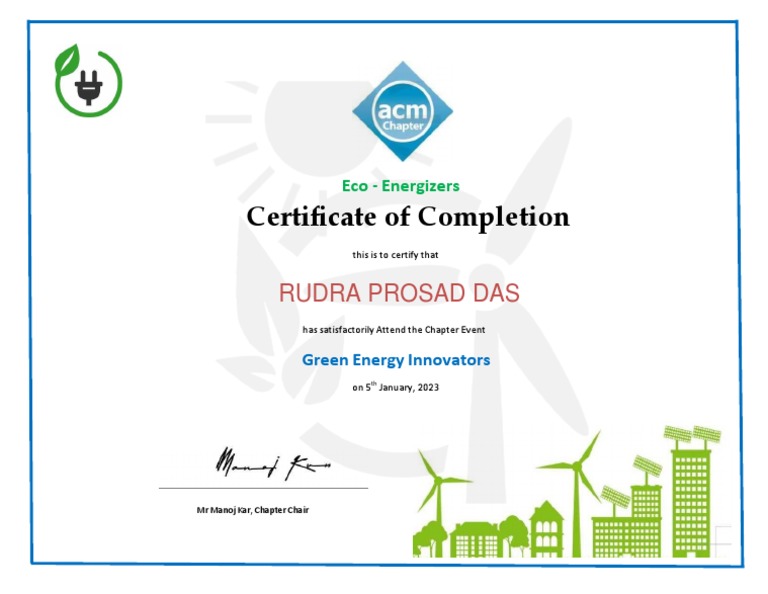 Certificate of Completion: Green Energy Event | PDF