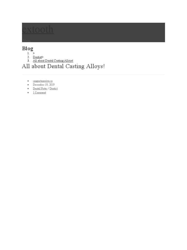 Document (Dental Casting Alloy PDF Metals Alloy