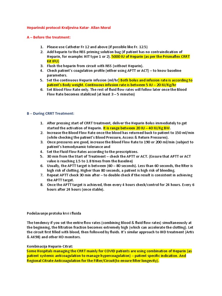 Heparin Royal Protocol SRB | PDF | Intravenous Therapy | Hemodynamics