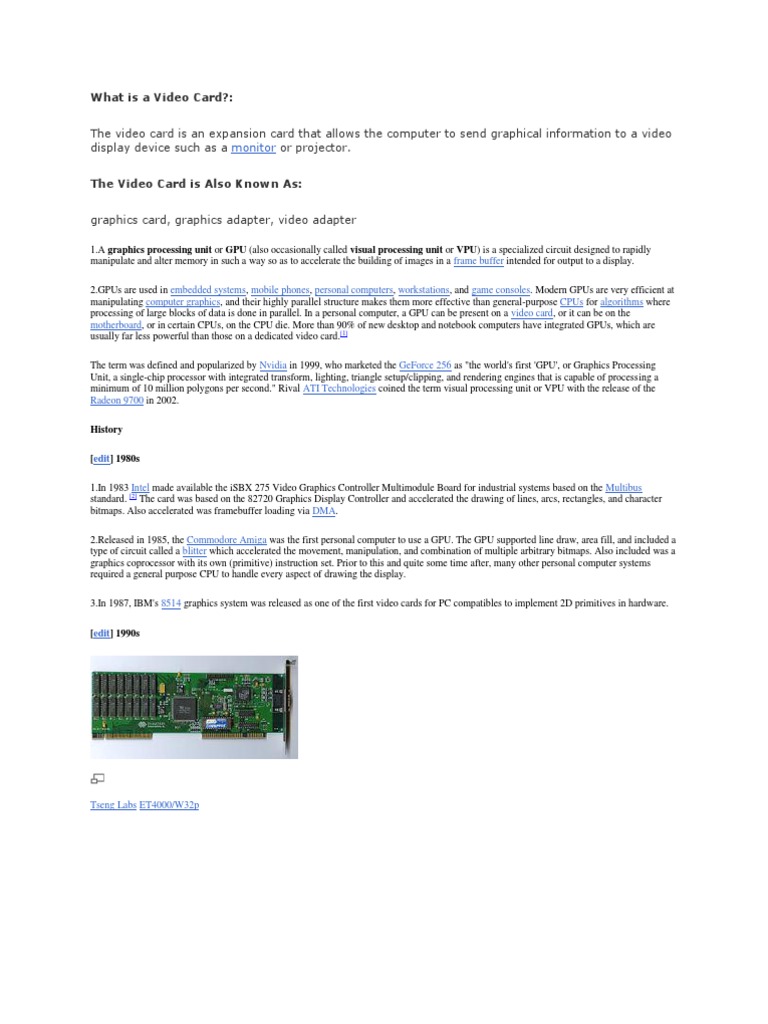 Understanding Video Cards and GPUs | PDF | Graphics Processing Unit ...