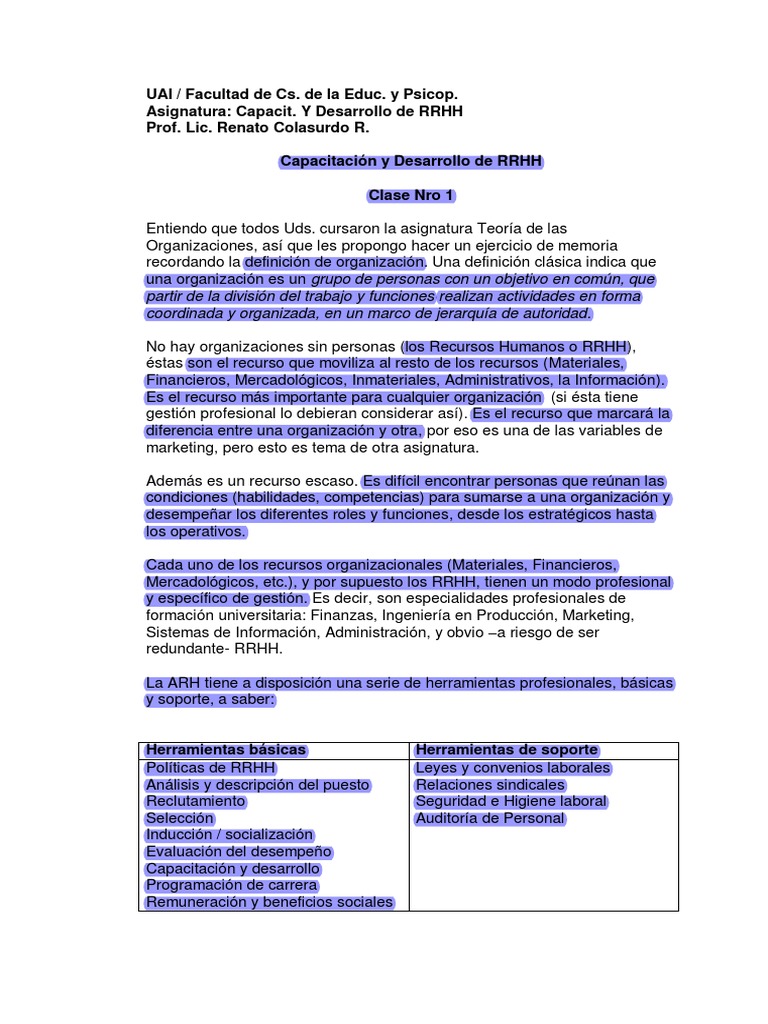 Cy DRRHHclase 1 | PDF | Gestión de recursos humanos | Business