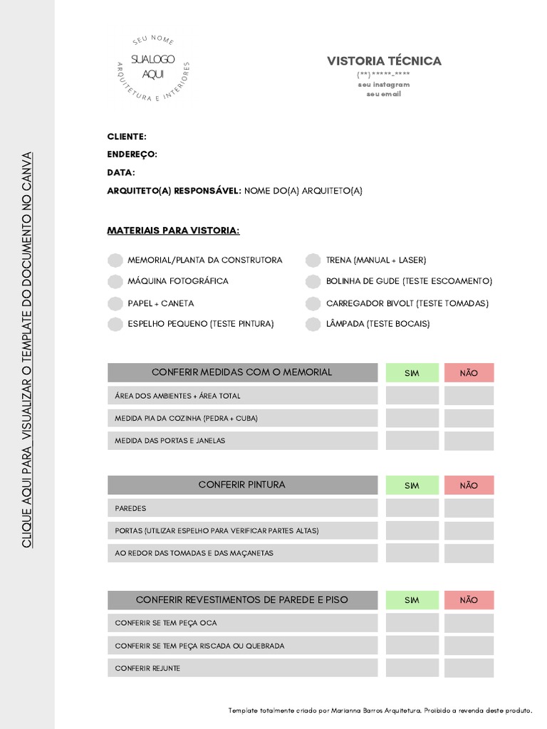 Checklist Vistoria Técnica PDF