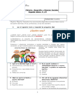 ¿Quién Soy?: Prueba de Historia, Geografía y Ciencias Sociales Segundo Básico A y B