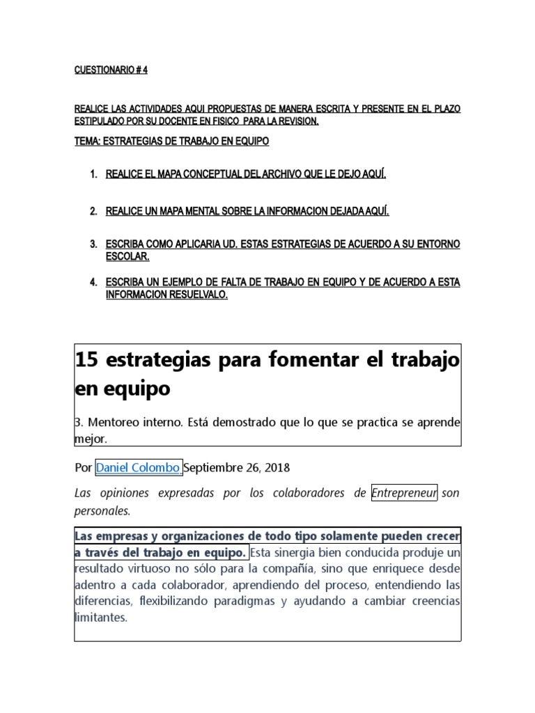 Estrategias para Mejorar el Trabajo en Equipo | PDF | Negocios ...