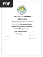 Mizan-Tepi University Tepi Campus: Individual Assignment