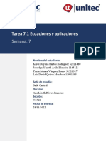 Tarea 7.1 Ecuaciones y Aplicaciones