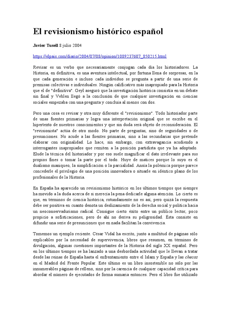 El Revisionismo Histórico Español | PDF | España | Historiografía