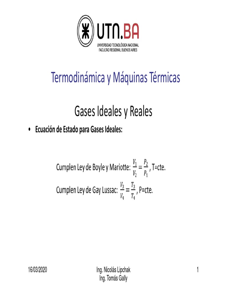 Ecuaciones de Gases Ideales y Reales | PDF | Gases | Termodinámica