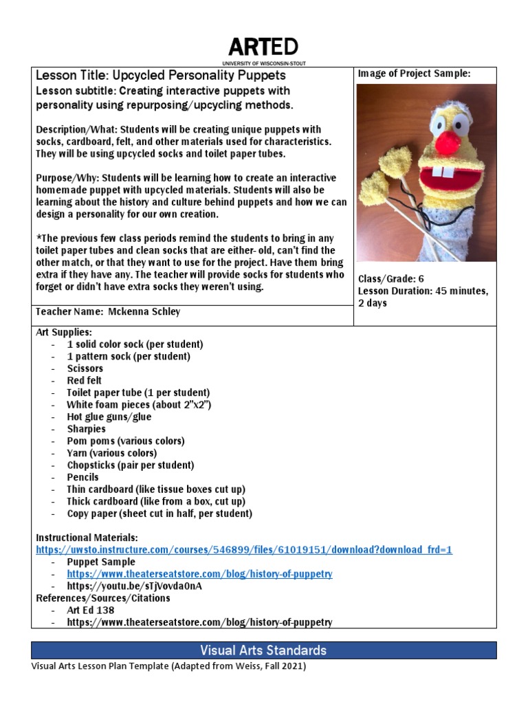138 Lesson Plan Template Puppets PDF Puppets Puppetry
