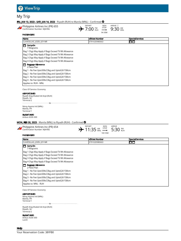 My Trip: Philippine Airlines Inc (PR) 655 | PDF