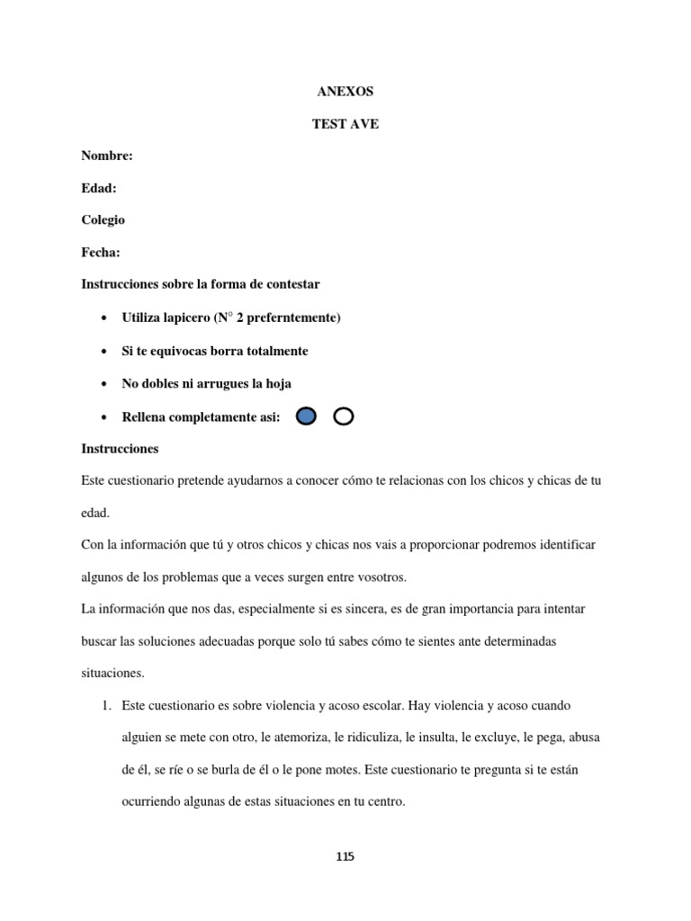 Test Ave | PDF | Cuestionario