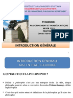 Introduction Générale: PHI1501D00: Raisonnement Et Pensée Critique HIVER 2023