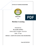 Machine Learning Machine Learning: National Institute National Institute of Technology, Mizoram Technology, Mizoram