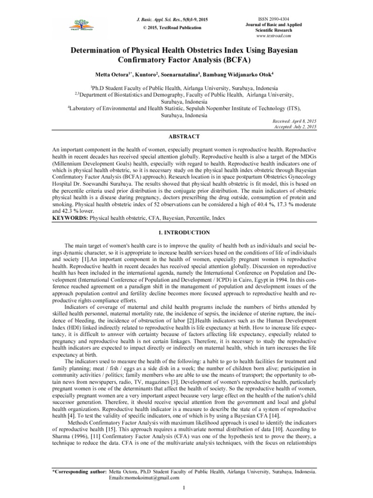Determination of physical health obstetrics index using bayesian