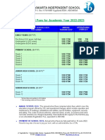 YIS School Fees For Academic Year 2022-2023