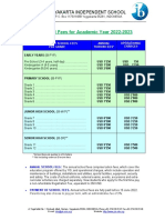 YIS School Fees for Academic Year 2022-2023