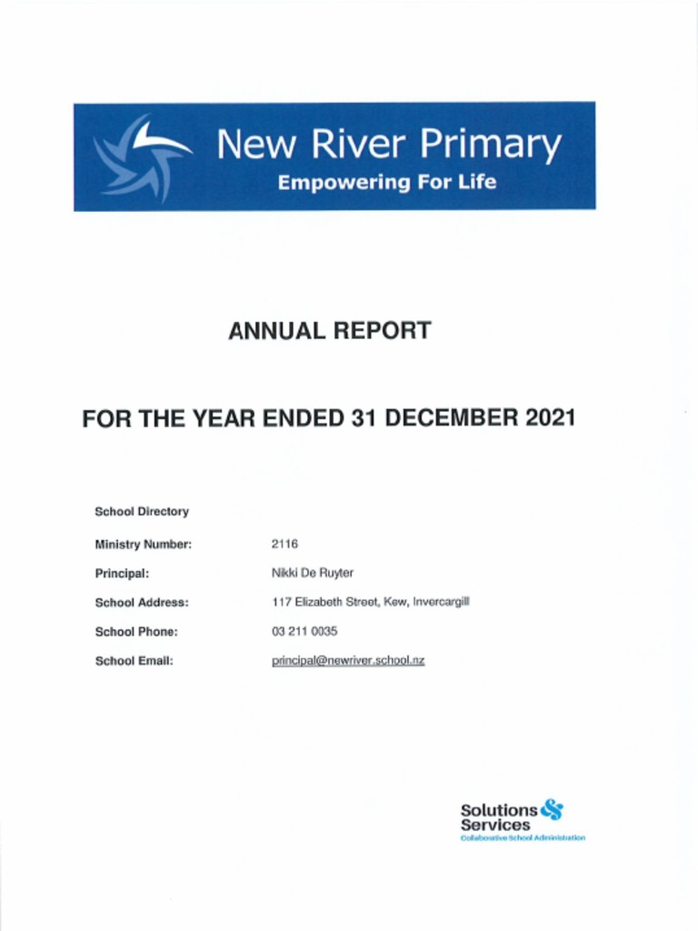 New River Primary School Full Annual Report 2021 PDF Financial