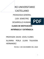 Centro Universitario Castellano: Pedagogia General (1er. Semestre) Desarrollo Humano