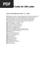 G and M Codes For CNC Lathe