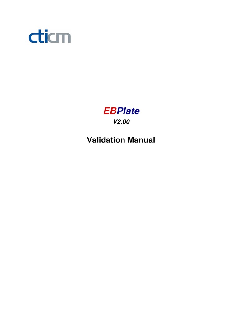 Validation Manual EBPlate | PDF