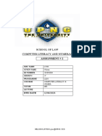 School of Law Computer Literacy and Numeracy: Assignment # 2