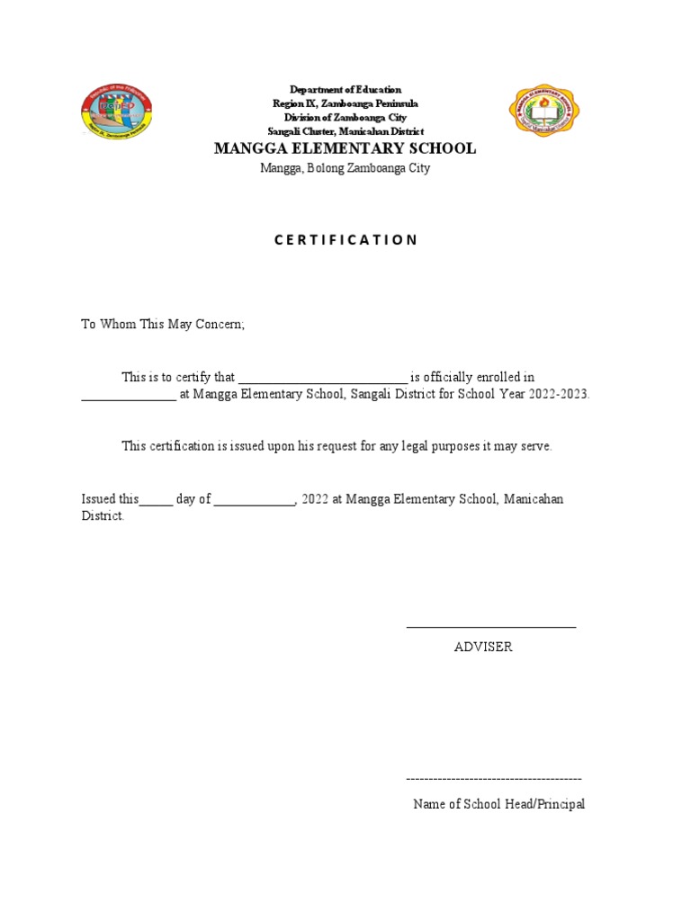 Certification of Enrollment | PDF