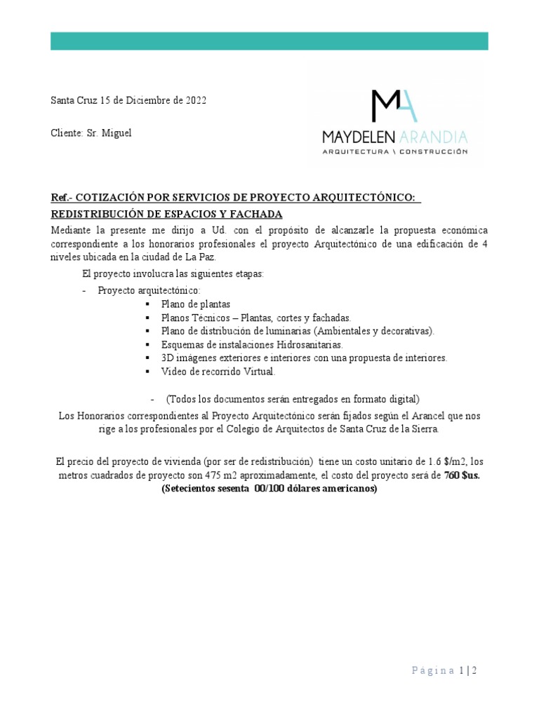 Cotizacion Proyecto de Remodelacion y Ampliacion | PDF | Presupuesto