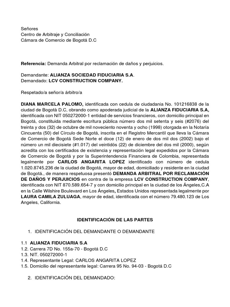Demanda por da os y perjuicios pdf ley de fideicomiso arbitraje