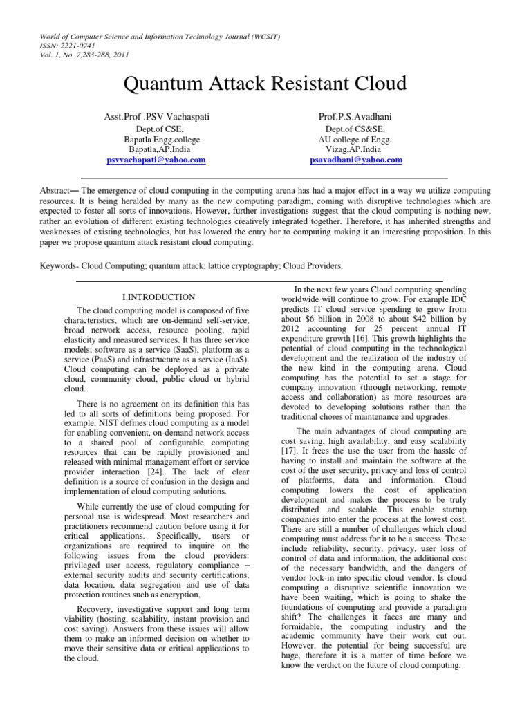 Quantum-Resistant Cloud Security | PDF | Software As A Service | Cloud ...