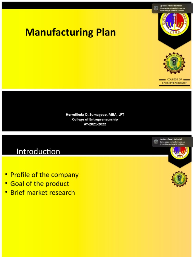 6 Manufacturing Plan | PDF | Sales | Marketing