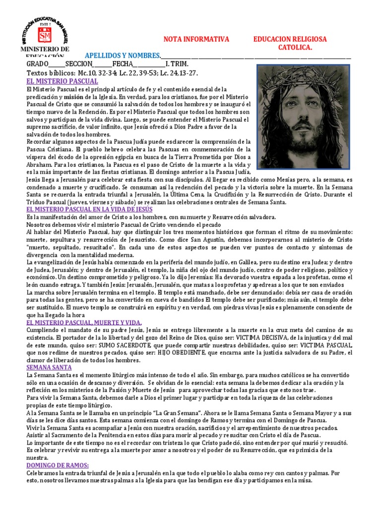 Misterio Pascual PDF Pascua de Resurrección Jesús