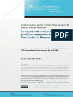 La Experiencia Educativa en Jardines Comunitarios de La Provincia de Buenos Aires