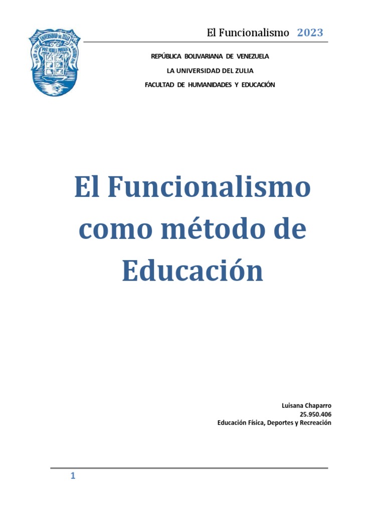 El Funcionalismo Como Metodo de Educacion PDF Aprendizaje Enseñando
