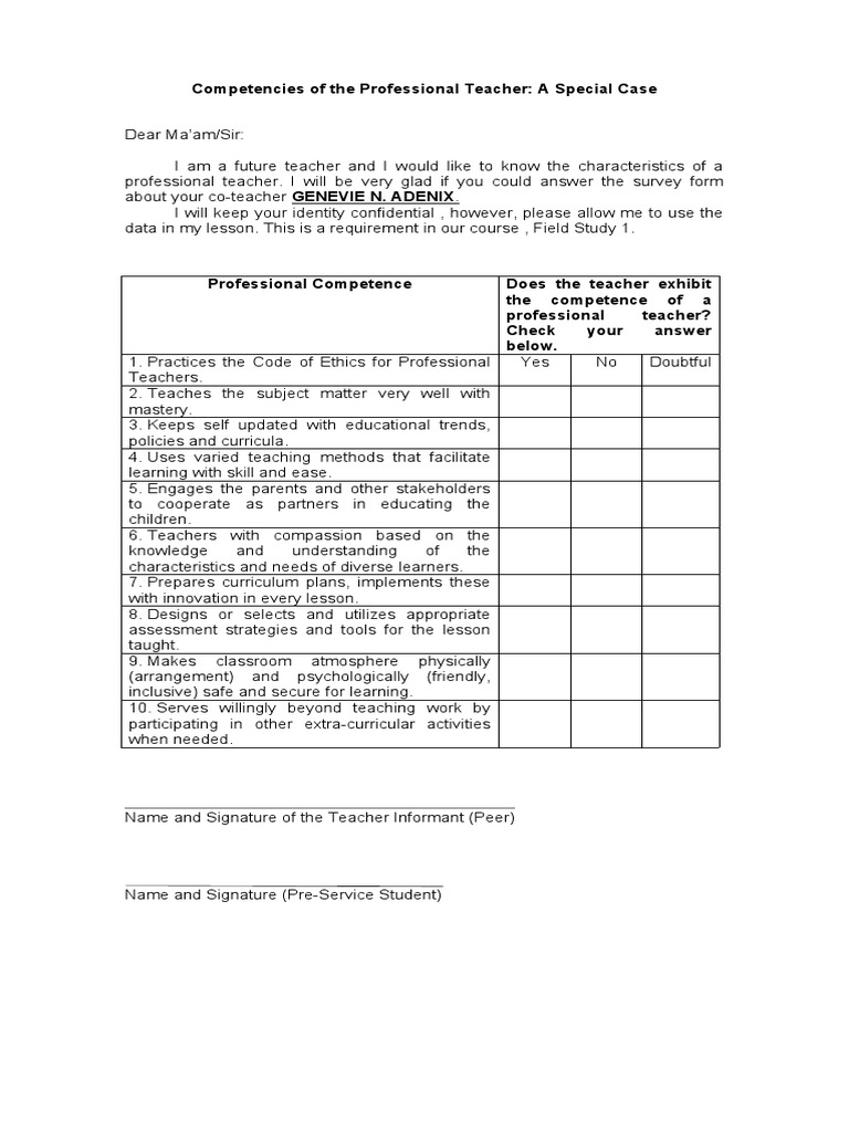Competencies of The Professional Teacher | PDF | Teachers | Curriculum