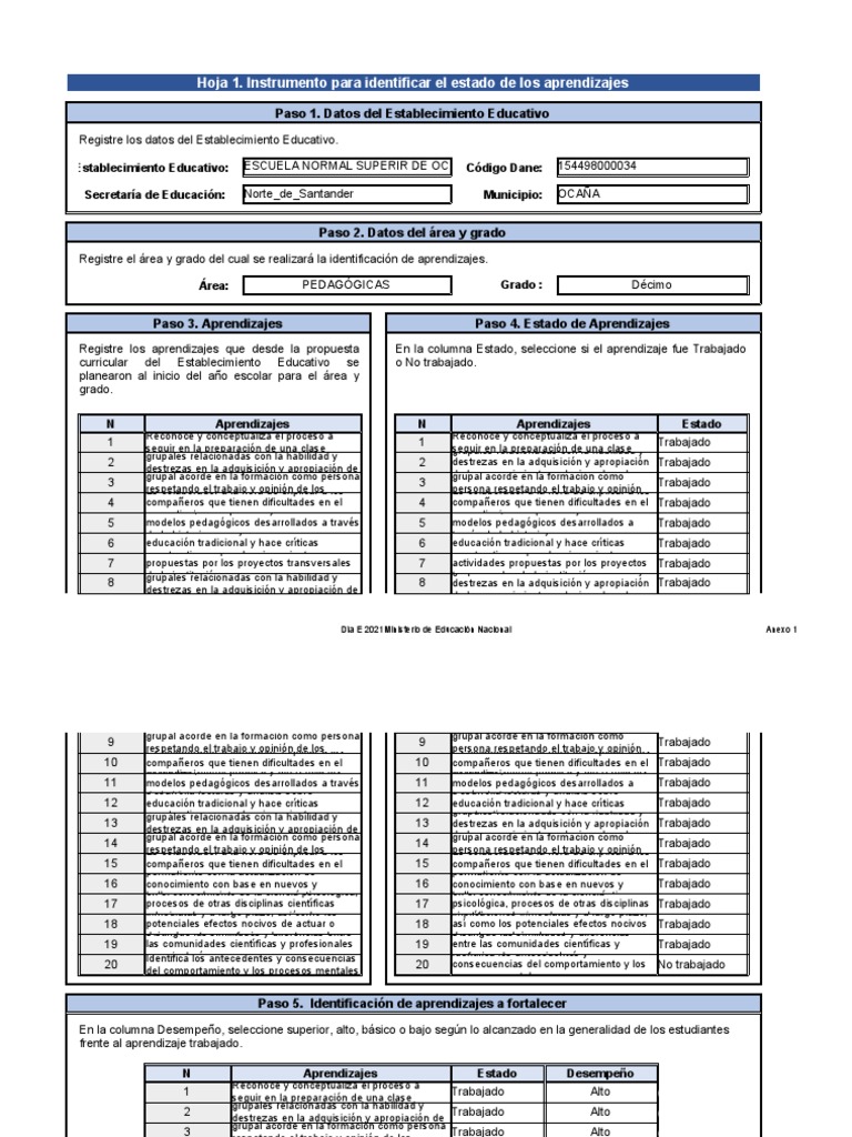 Anexo Dia e - 2021 Décimo | PDF | Sicología | Aprendizaje