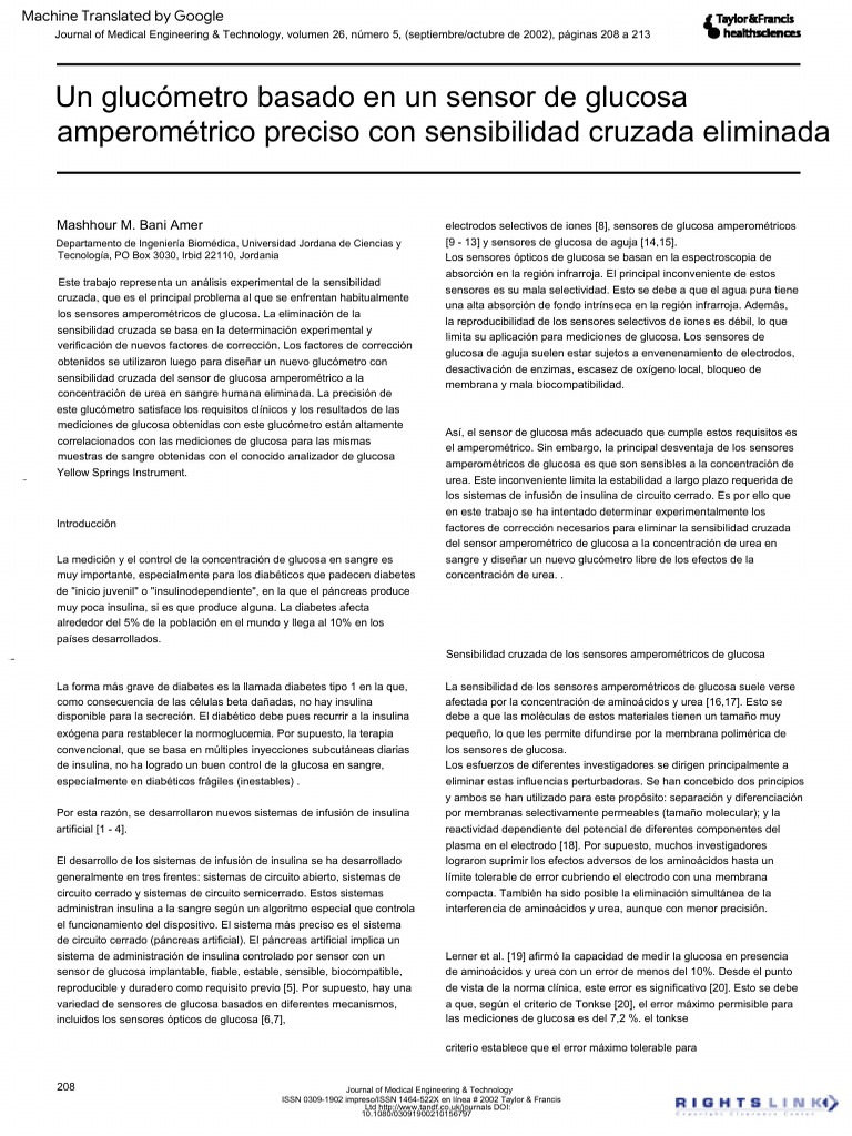 7 - Amperometric Glucose Sensor 1 | PDF | Diabetes | Insulina