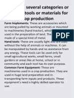 There Are Several Categories or Group of Tools or Materials For Crop Production