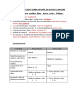 Comisiones de Trabajo para El Dia de La Madre Hora: Turno Mañana 9am. Turno Tarde: 2:00pm