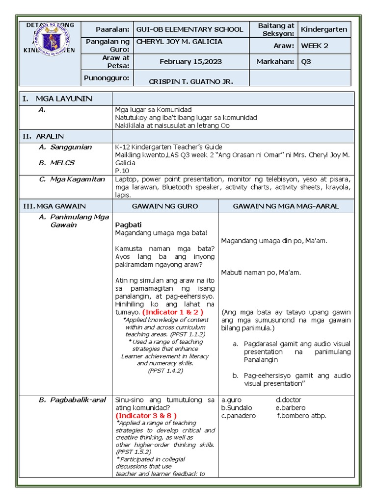 Kinder Cot 1 3th Quarter Pdf