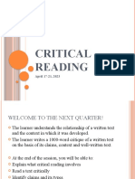 Critical Reading: April 17-21, 2023