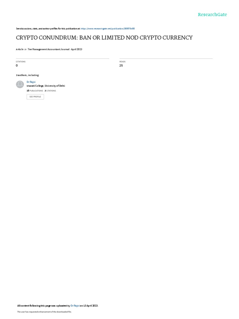 Crypto Conundrum: Ban or Limited Nod Crypto Currency | PDF | Cryptocurrency  | Currency