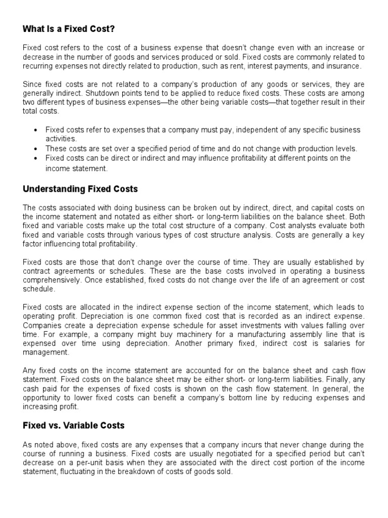 .What Is A Fixed Cost and Variable Cost PDF Cost Expense