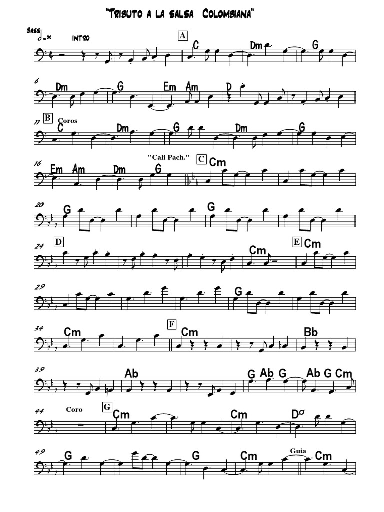 Tributo A La Salsa Colombiana Bass | PDF