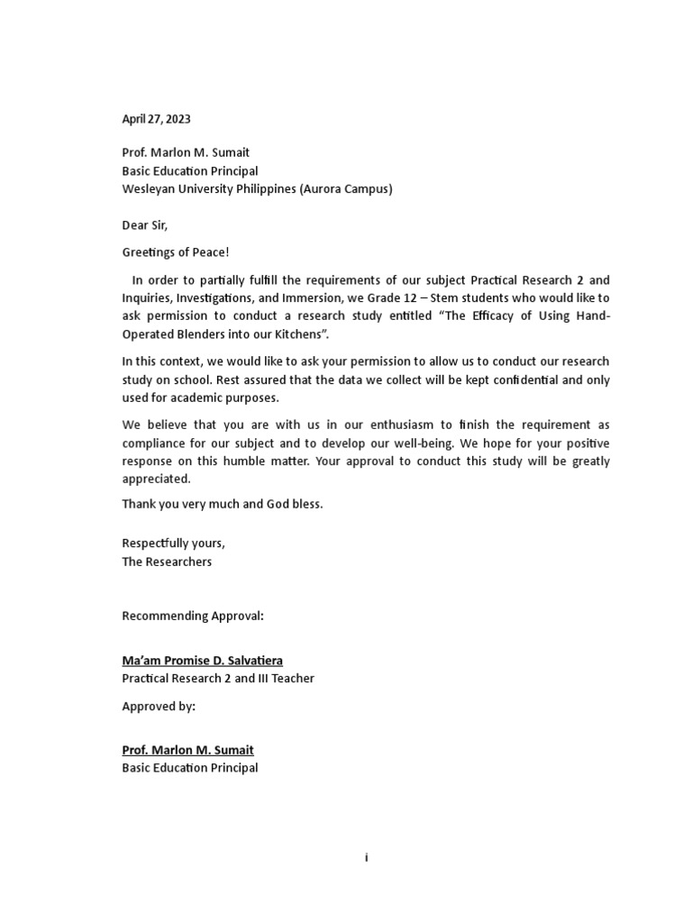 Permission Letter | PDF
