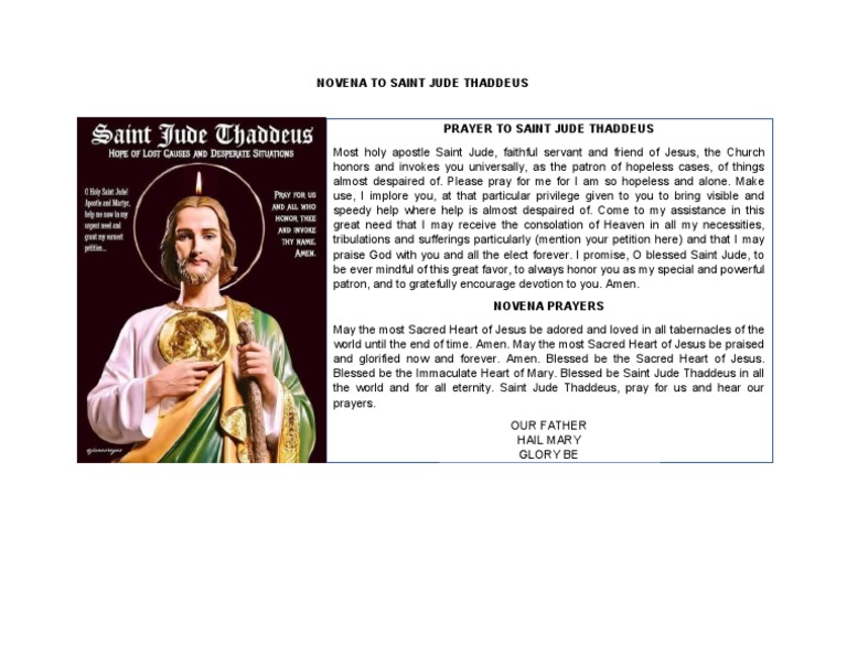 NOVENA TO SAINT JUDE THADDEUS PDF