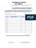 Acta de Entrega de Materiales A Familias