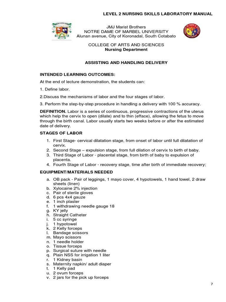 Assisting in Delivery Procedures | PDF