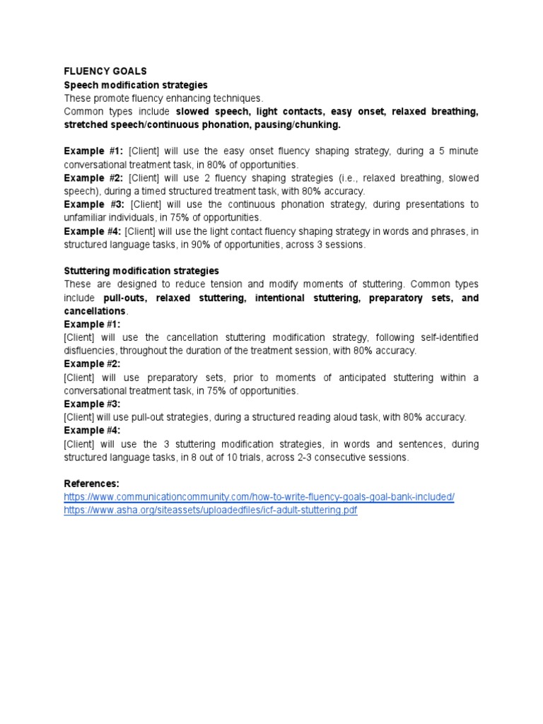 Fluency Goals Pdf